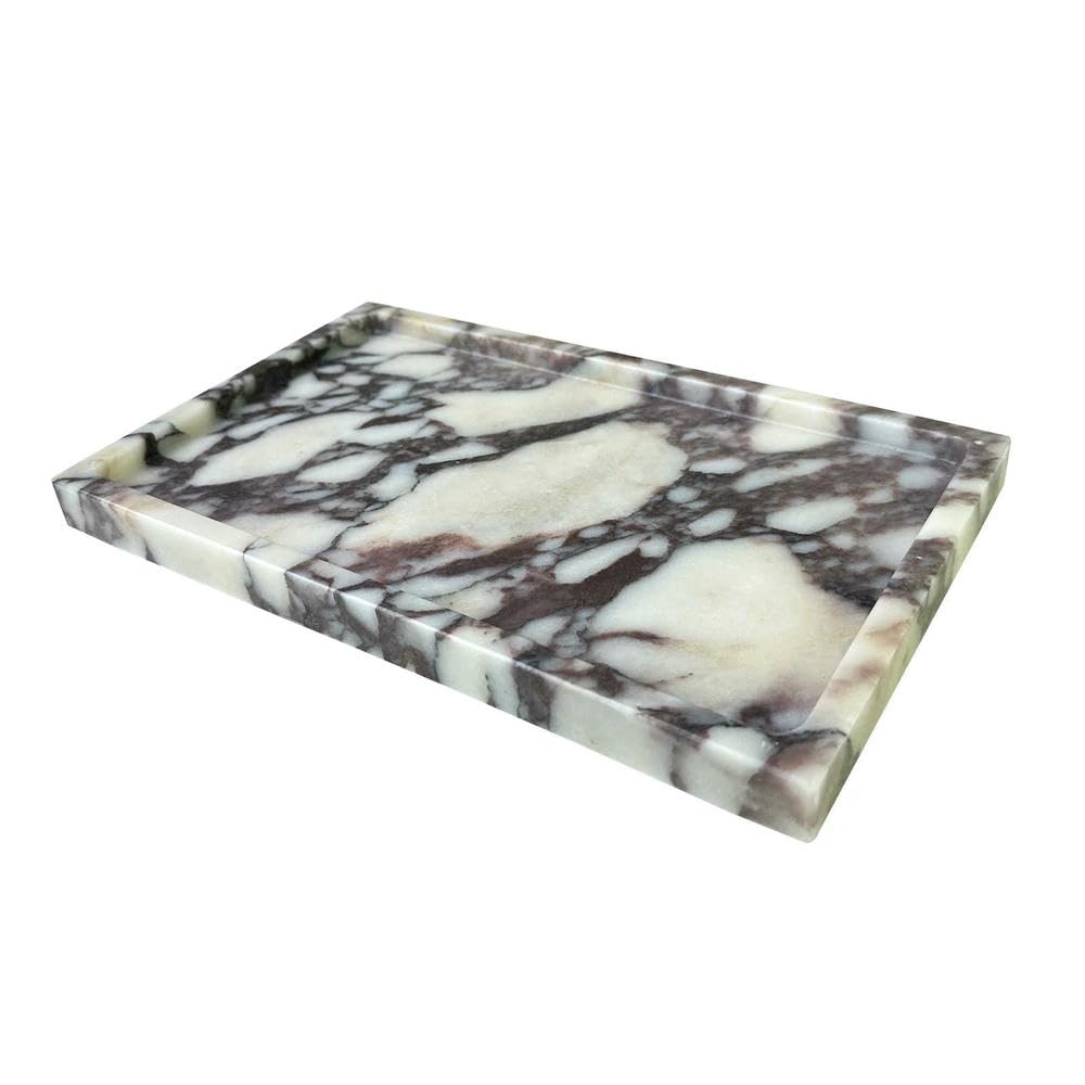 QXDZSW Plateau de coiffeuse en marbre naturel 25,4 x 15,2 cm, plateau en pierre de marbre pour salle de bain/commode