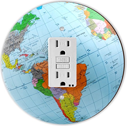 Rikki Knight RND-GFISINGLE-181 the Globe Ball Round Single GFI Light Switch Plate Rikki Knight RND-GFISINGLE-181 the Globe Ball Round Single GFI Light Switch Plate