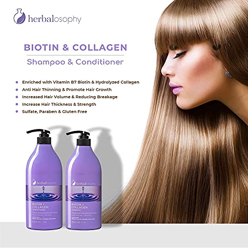 16.9 Fl Oz Biotin & Collagen Shampoo, Hair Growth Thickening Shampoo, Repair Dry, Damaged Thinning Hair, Infused With Vitamin B7 & Argan Oil, Free Of Sulfate, Parabens And Gluten #TOP1