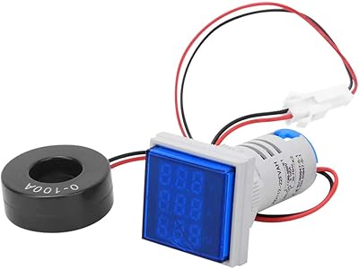 AC Current Voltage Tester with 3-Digit LED Display Multifunction Voltmeter Ammeter Square Frequency Meter Multimeter Panel (Blue)