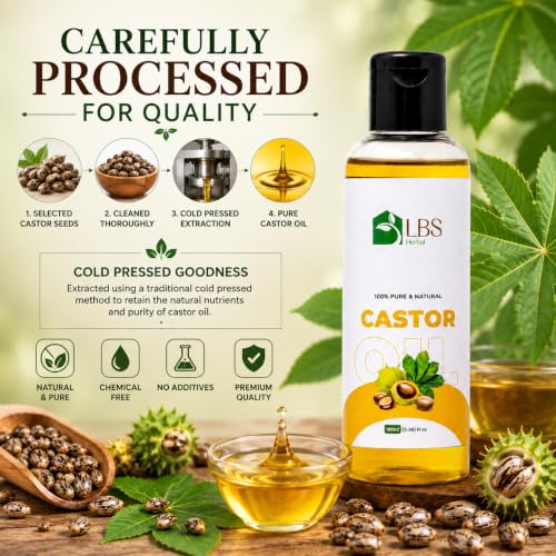 Image of Pure Castor Oil 100% Extra Virgin Cold Pressed | Natural Carrier Oil for Hair, Scalp & Skin Care | Deep Moisturizing Hair Oil for Dry & Healthy Looking Hair | 100ml (Pack of 3)