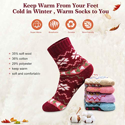 Image of MORECOO Socks for Women - Christmas Gifts for Women - Stocking Stuffers - Thick Wool Soft Warm Cozy Crew Womens Socks