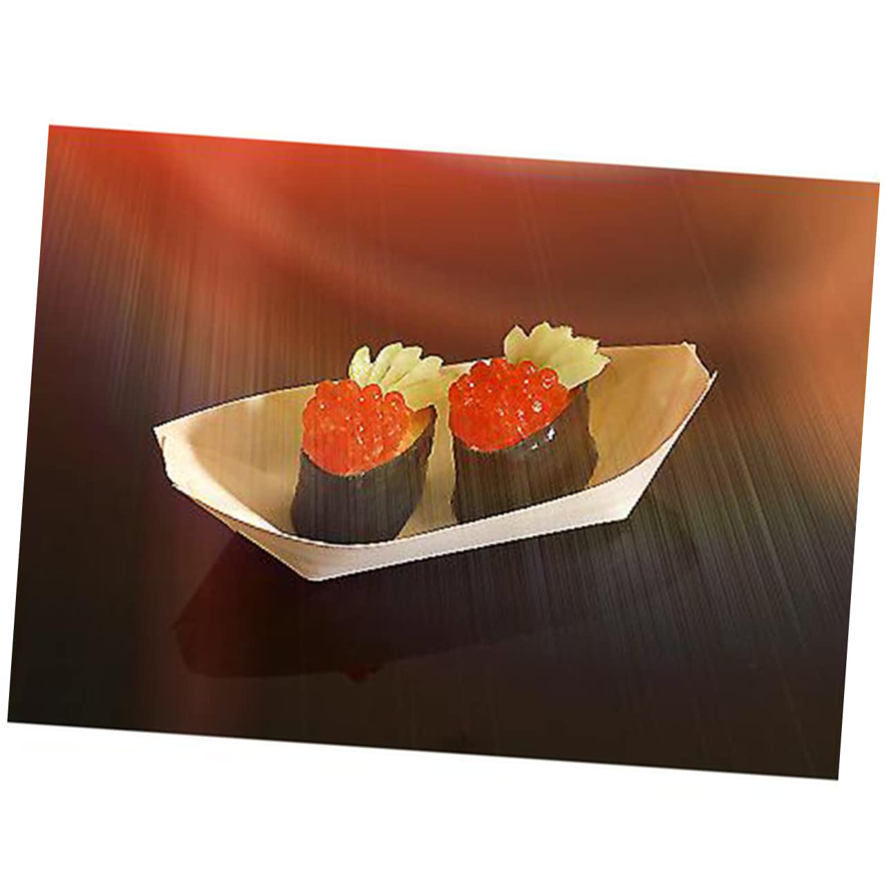 Beavorty 50 Pcs Disposable Wooden Snack Tray Large Natural Birch Serving Boats for Nibbles Appetizers and Foods for Parties Weddings and Outdoor Events