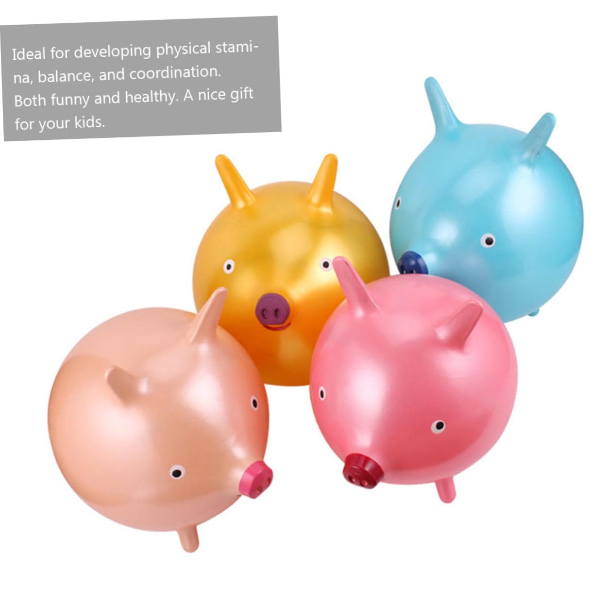 WOONEKY Pelota Saltarina para Niños Dibujos Animados y Mango Forma De Orejas De Cerdo, Tamaño Grande De 45 Cm, PVC Grueso, para Juegos Jardín De Infancia y Fiestas Infantiles