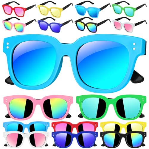 Tepsmigo Kids sunglasses bulk, Kids Sunglasses Party Favor, 16Pack Neon Sunglasses with UV400 Protection for Kids, Boys Girls Age 3-8, Goody Bag Favors, Great Gift for Pool, Birthday Party Supplies