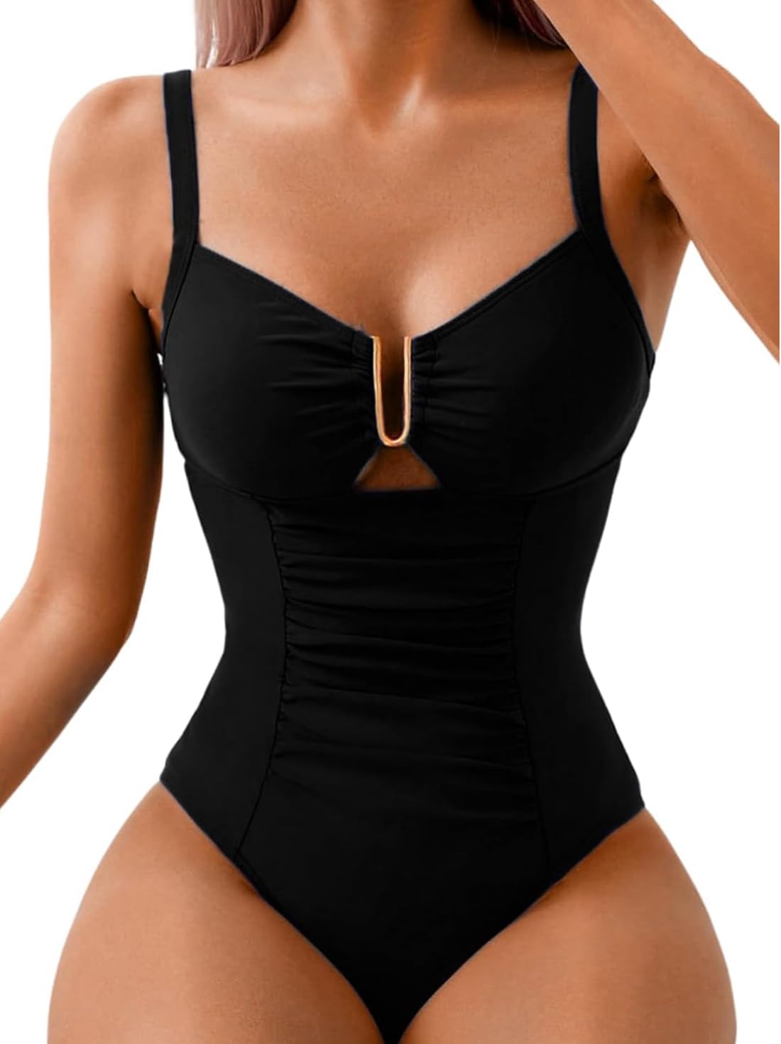 Women's Tummy Control Slimming Ruched Corset Cheeky One Piece Swimsuits