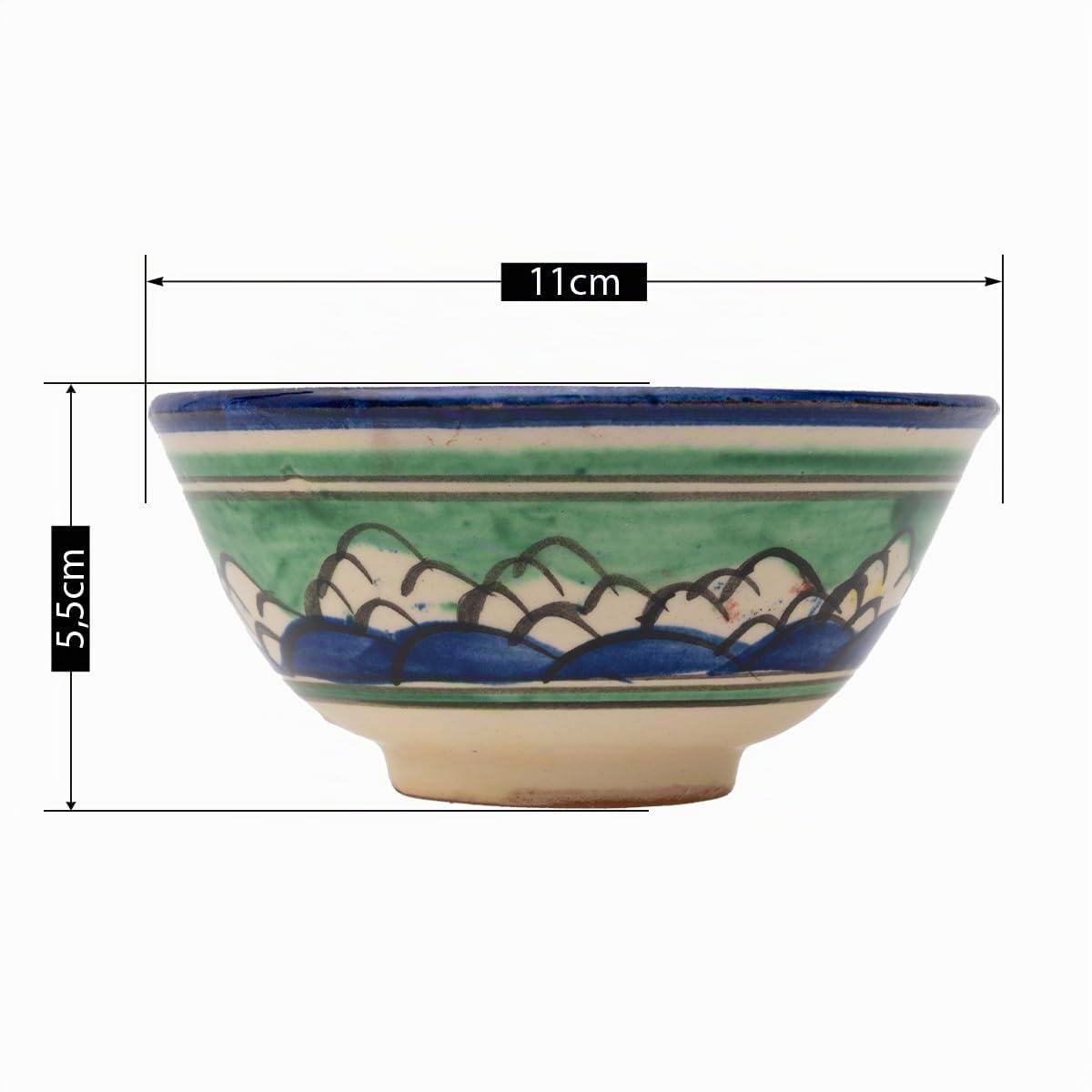 6 Keramikschalen 200 ml Piyola klein handgefertigt Machrob - Usbekischer Schälchen mit handbemaltem Design | Teetasse | Schale Bunt Keramik | Dipschälchen (Machrob (Klein))