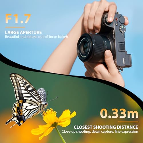 VILTROX 35mm F1.7 APS-C Prime Lens for Sony E-Mount Cameras - Fast STM Auto Focus, Large Aperture, Compatible with A7C, A7IV, A9, A6700, ZV-E10, FX30 & More