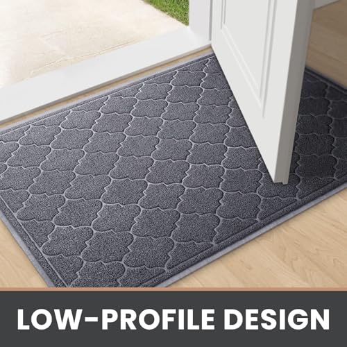 LuxStep Door Mat Large 36X47 Inch Indoor Outdoor Doormat, Non-Slip Low-Profile Design Floor Mat, Front Door Welcome Mat for Entryway,Patio,Garage, Grey