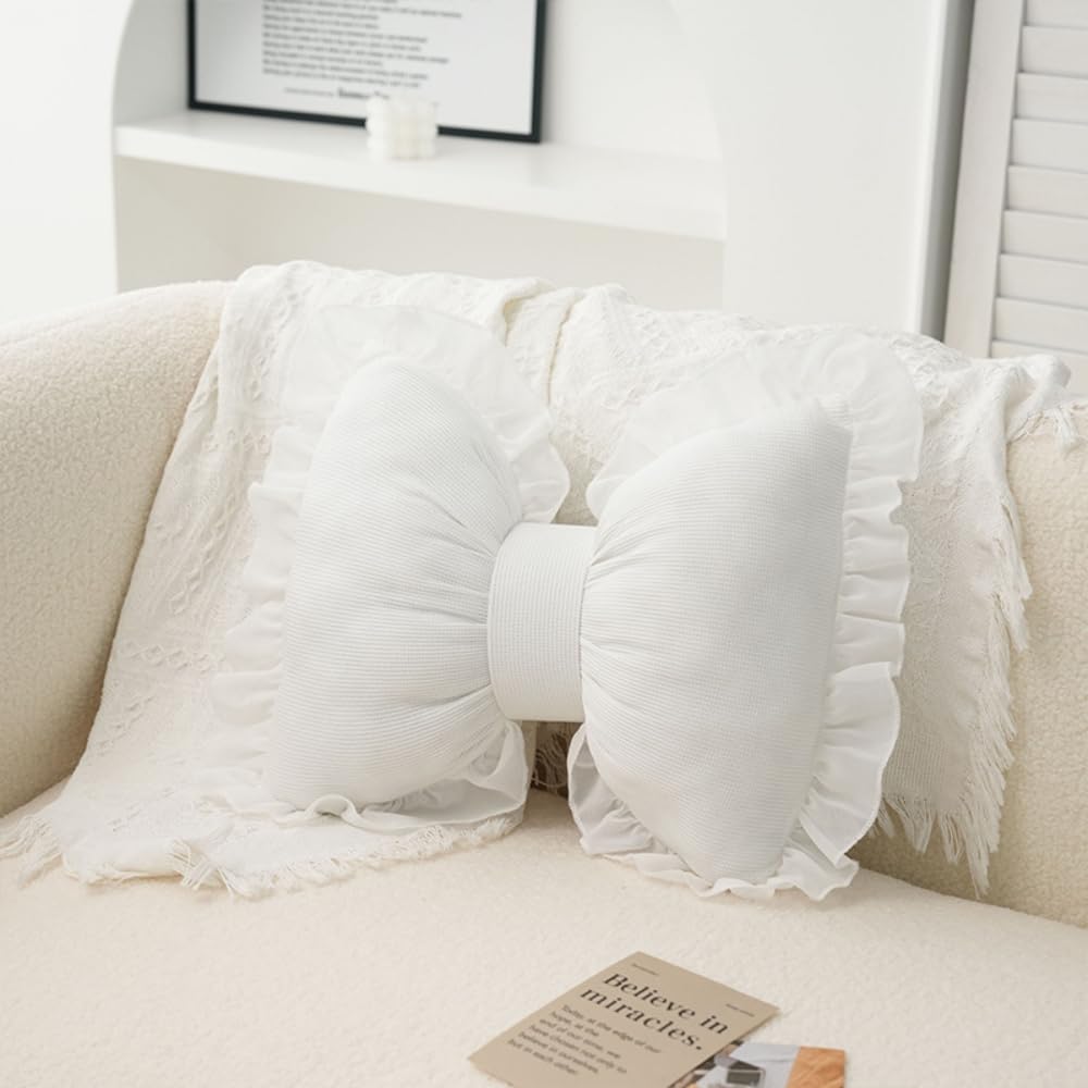 Coussin Lumbar En Forme De Nœud – Décoration Canapé, Lit, Voiture – Taie En Soie, 40x32 Cm – Noir – Confortable Et Mignon