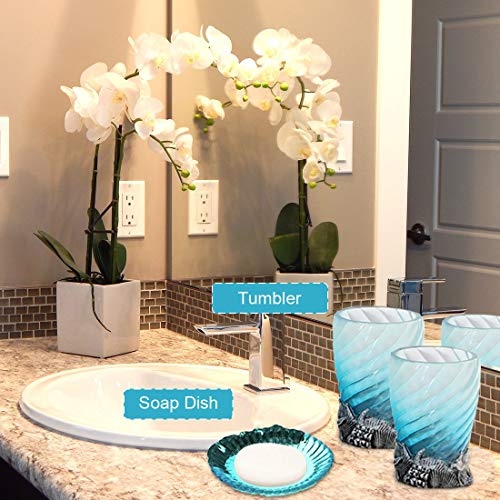 Hotsan Bathroom Accessory Set, 5 PCS Bath Ensemble Set Includes Soap Dispenser, Soap Dish, Tumbler, Toothbrush Holder - Polyresin Glass for Home, Office, Superior Hotel - Image 2