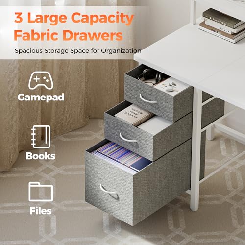 Image of Mericonia 63 inch Computer Desk with Drawers, Reversible Gaming Desk, White