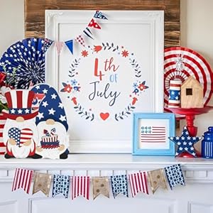 4th of July Decorations for Home, DECSPAS Patriotic Red White and Blue Summer Decor, Fourth of July Independence Day Double Sided Wooden Tiered Tray Summer Decorations for Tabletop, Mantel, Shelf 4th of July Decorations for Home DECSPAS Patriotic Red White and Blue Summer Decor Fourth of July Independence Day Double Sided Wooden Tiered Tray Summer Decorations for Tabletop Mantel Shelf