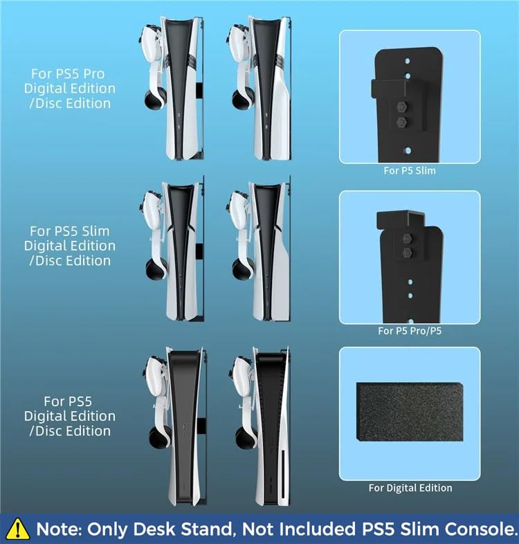 Image of New World Wall Mount stand for PS5 Slim /Pro, Fat , Accessories For PS5 ,Wall Mount Stand Bracket for All PS5 Model Disc and Digital Edition( PS5 Console not included)