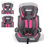 KIDUKU® Kindersitz 9-36 kg (1-12 Jahre) - Autositz ECE R44/04, Gruppe 1/2/3 Autokindersitz Kinderautositz, Grau/Pink