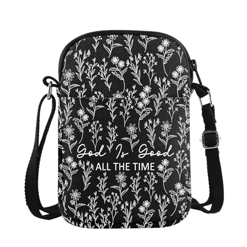 JXGZSO Wildflowers Christian Shoulder Bag God Is Good All the Time Crossbody Bag Christian Gift Faith Gift Religious Merch