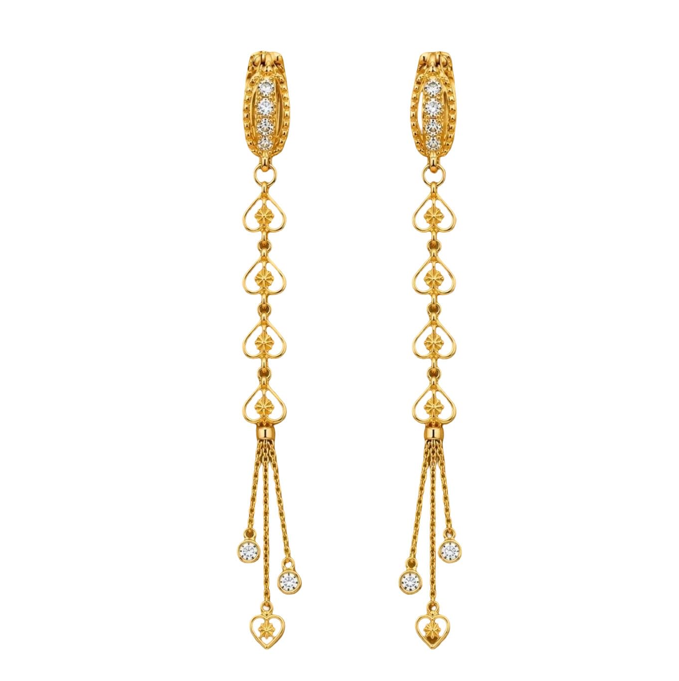 TulipnTreasure Gold Plated Long Drop Earrings with Crystal Stud-picture-47