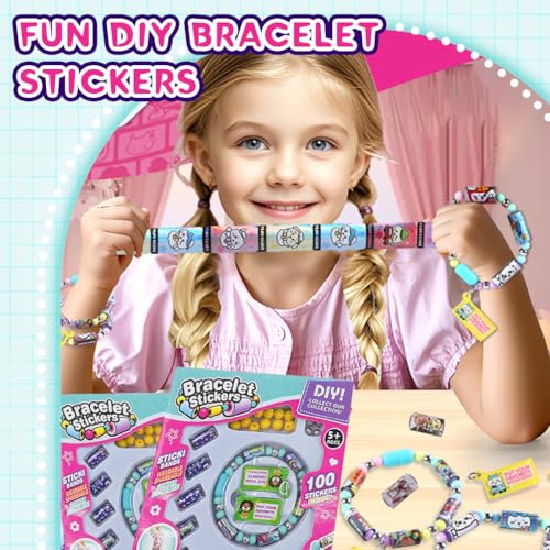 Image of PATPAT Cotton PATPAT Wearable & Shareable Sticker Bracelet | Includes 100 Mini Stickers | 2 Mystery Reveal Sticki Rolls, Multi Color