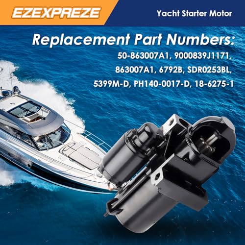 Image of Ezexpreze Mercruiser Volvo Penta Starter New for 4.3 5.0 5.7 6.2 7.4 8.1 8.2L V6 V8, Mercury Marine 863007A1 50-863007A1 Arco 30433 30460 ARC30433 57-30433 3660566-3 3857747 3885317 6792BN