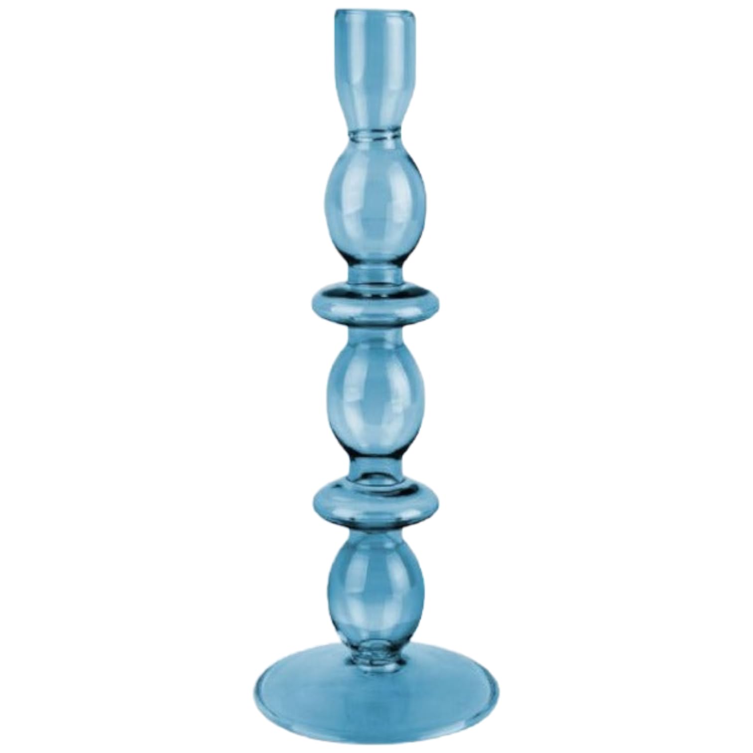 Present Time PT Candle Holder Glass Art Bubbles Large Dark Blue