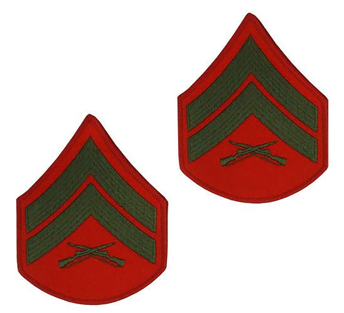 USMC Chevron Green on Red Enlisted Rank