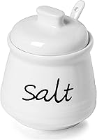 Vista 10 de ONTUBE Tazón de sal de cerámica con tapa y cuchara 12oz blanco (azul marino)