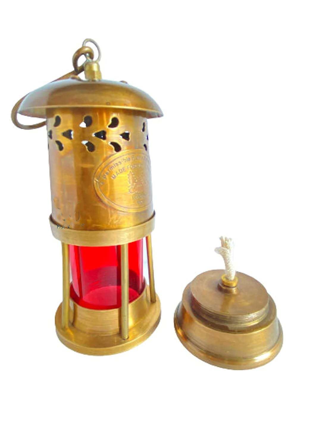Ręcznie Robiona 15 cm Grawerowana Mosiężna Mini Lampa Olejowa Górnicza, Vintage Antyczna Mała Lampa