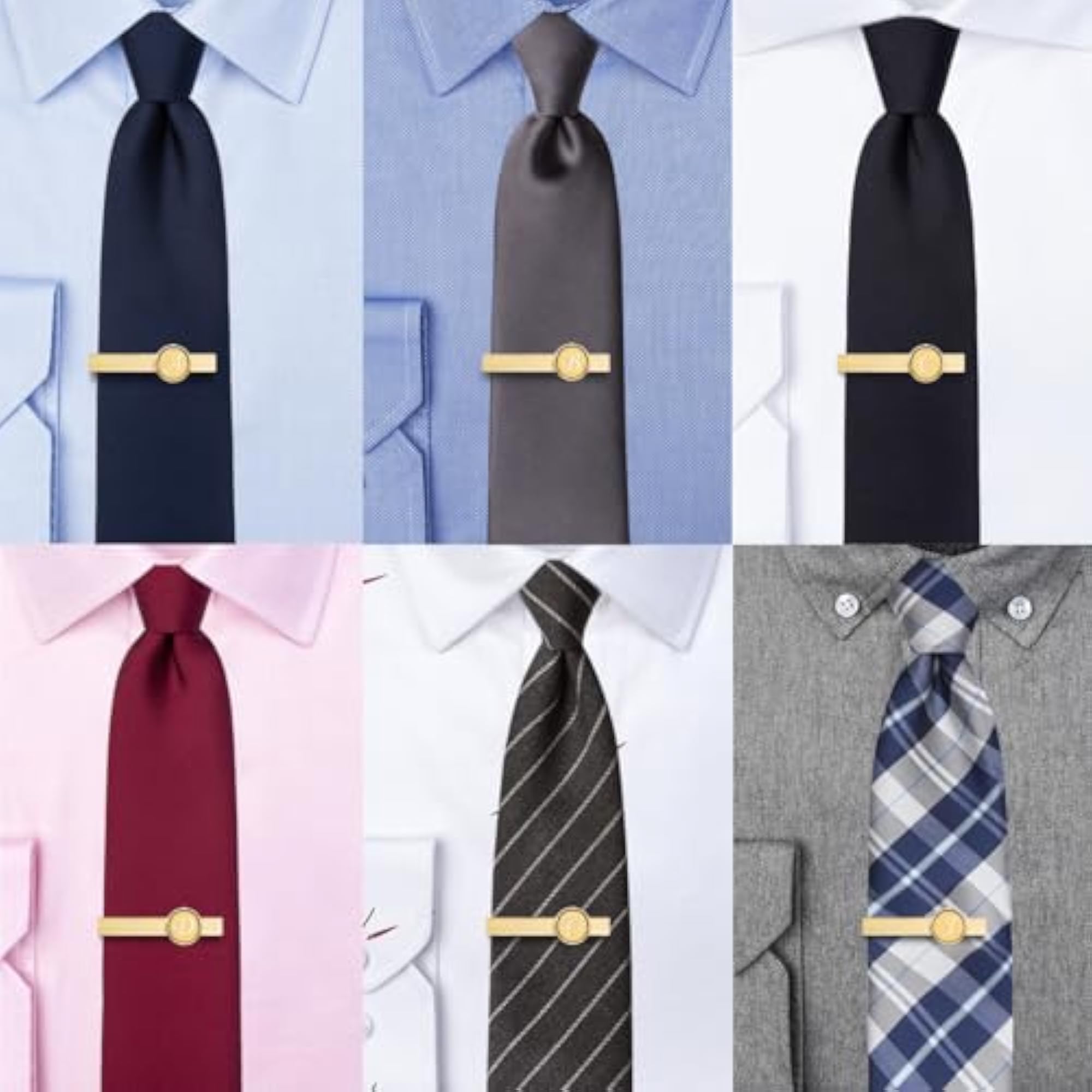 Men's Gold Engraved Letter Tie Clips & Cufflinks Set
