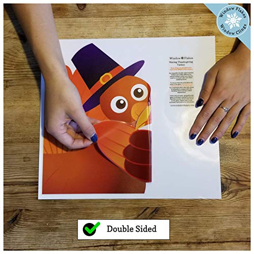 Thanksgiving Window Clings - Waving Turkey Gel Window Clings - Thanksgiving Decorations For Home - Reusable Non-Adhesive Fall And Holiday Window And Door Decor #TOP1