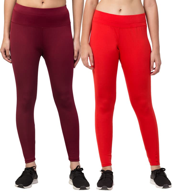 Image of BLUECON Gym wear Leggings Ankle Length Workout Pants | Stretchable Tights | Mid Waist Sports Fitness Yoga Track Pants for Girls & Women (Pack of 2)