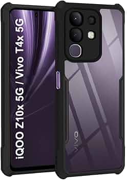 TheGiftKart ShockProof Crystal Clear Back Cover Case for iQOO Z10x 5G / Vivo T4x 5G | 360 Degree Protection | Protective Design | Transparent Cover fo...