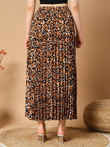 Image of KZULLY | Floral Printed Maxi Skirt | Comfortable Elastic Waist | Stylish Morden and Comfortable Looking | Fashionable and Modern Look Perfect for Any Event| Polyester, Crepe| for Women