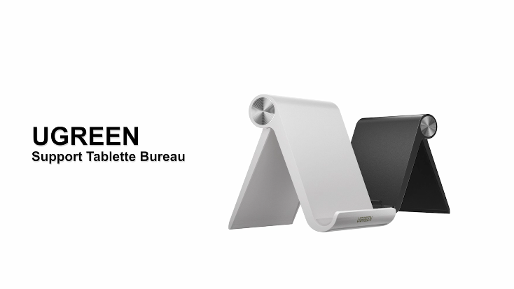 Support Tablette/téléphone Ugreen LP115 Blanc - Réglable 4.7 à 11 Pouces, Neuf