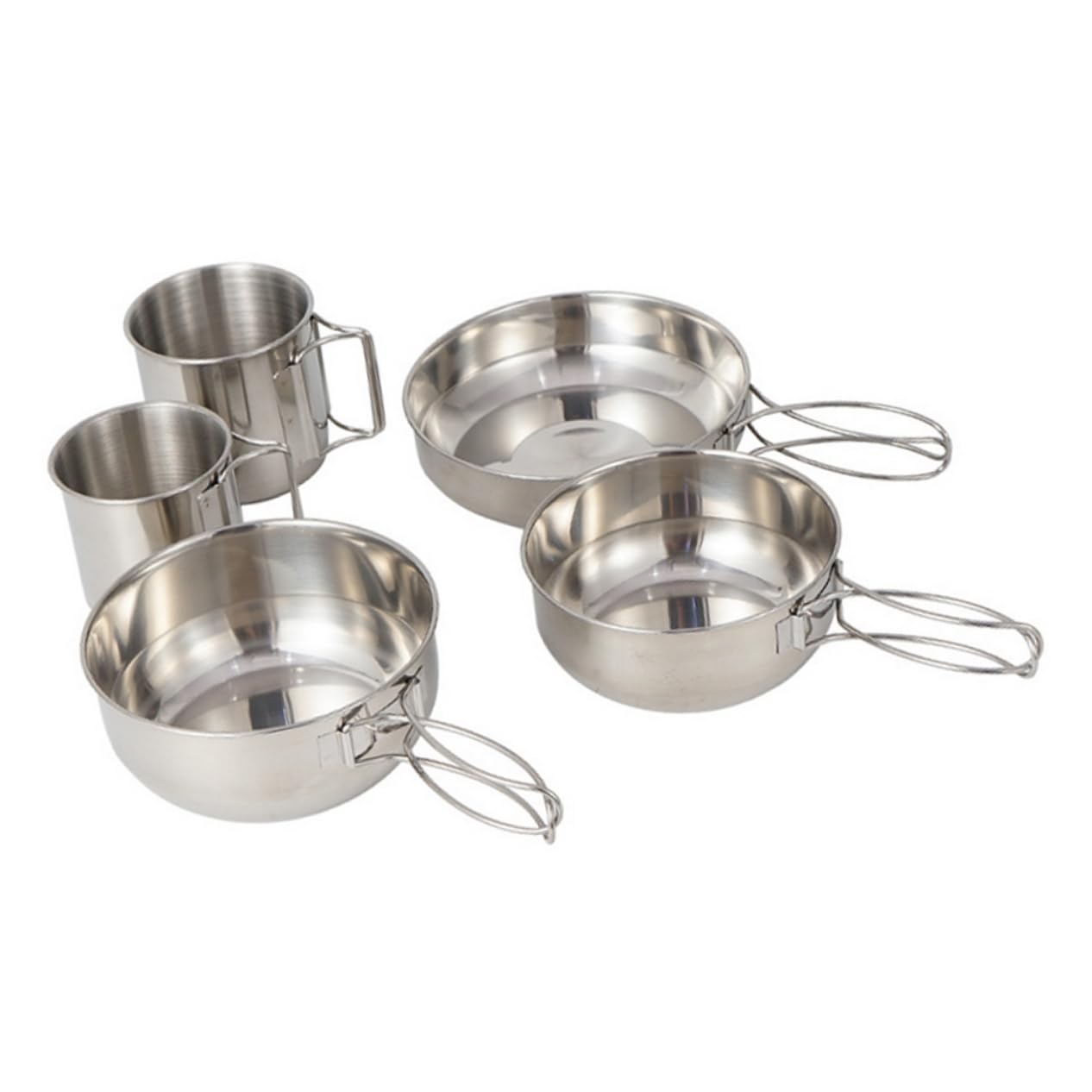 BESPORTBLE 1 Ensemble De 5 Casseroles À Revêtement Bols Poêles Unité De Cuisine De Camping Conteneurs De Préparation De Repas Cuisinière Pliable Réutilisable Bouilloire De Camping