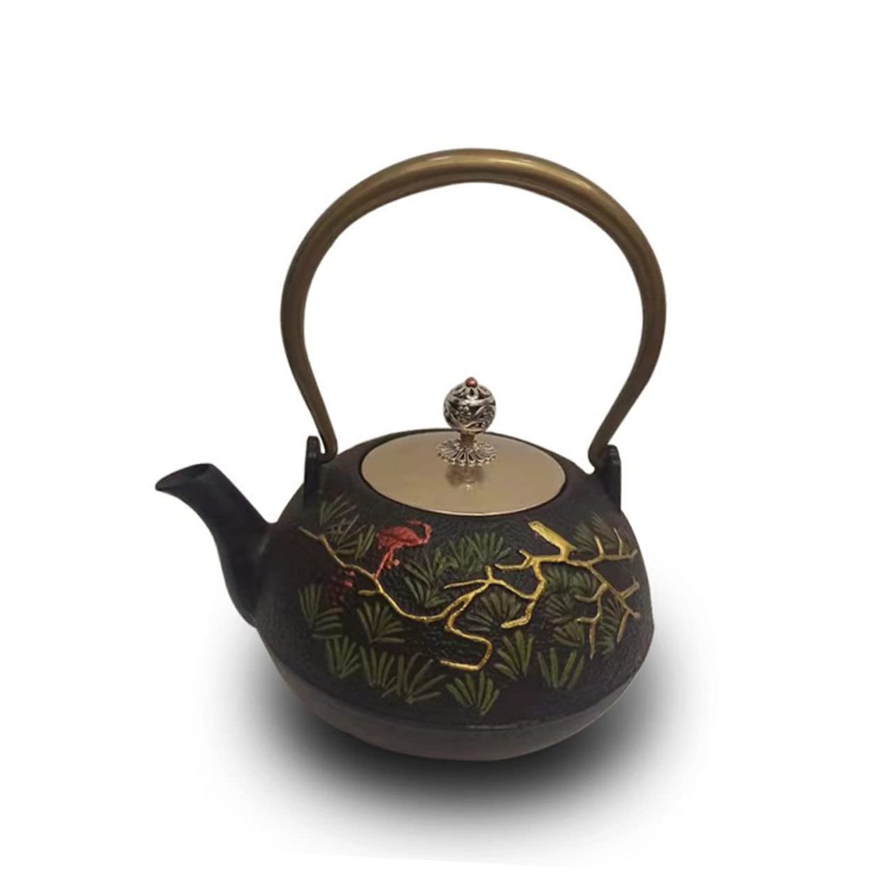 Tetera de Té Retro con Filtro Y Escala Tetera de Hierro Fundido Hecha a Mano para Té de Hojas Sueltas