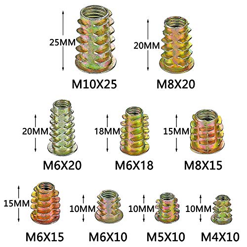 Pgmj FR-UUT-Q13-121 200 Pcs 9 Size M4/M5/M6/M8/M10 Nut Inserts - Zinc Alloy Hex Socket Drive Metric Screw Inserts Assortment Threaded Inserts thumb #1