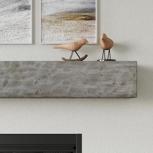 Thermastone 72 Inch Concrete Fireplace Mantel Shelf | Chiseled Style | Non-Combustible & Heat Resistant | Indoor or Outdoor Use | ProCoat Coating for Heavy-Duty Protection | Lighter Weight