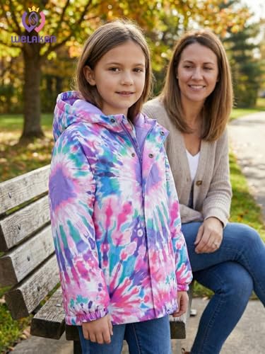 Image of WELAKEN Fleece lined Jackets with Water-Resistance Frabic for Kid's & Toddler II Girl's Rain Jacket & coats