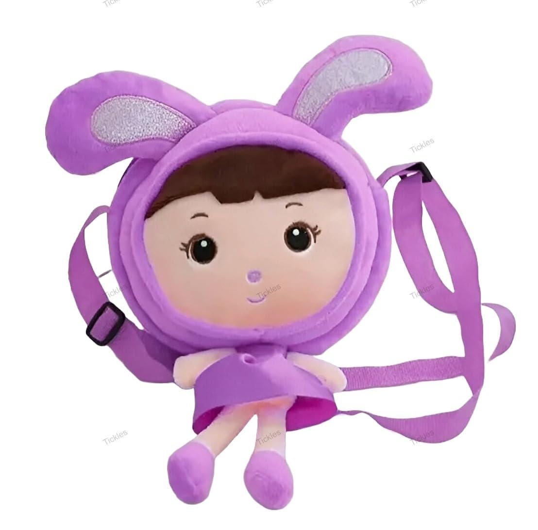 Tickles Doll Soft Sling Purse Shoulder Bag for Kids Girls School Picnic Vacation Birthday Gift (Color: Purple; Size: 15 x 18 cm)