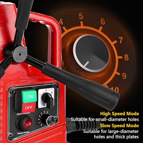 Image of Mag Drill Press, 1100W Power Magnetic Drill Presses, 1.6″ Boring Diameter, 550 RPM, 10 Speed for Industrial & Home Improvement