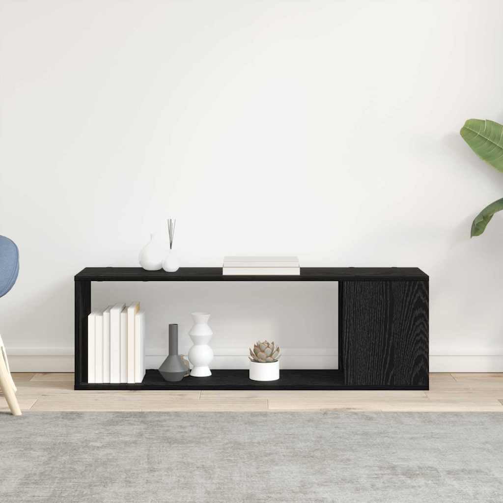 Zestaw szafek TV czarny 100 x 24 x 63 cm, materiał drewnopochodny, montaż ścienny, nowoczesny design, regał do salonu zajmujący mało miejsca