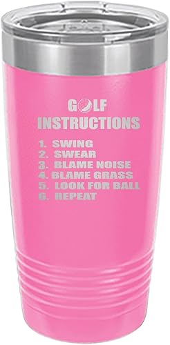 Rogue River Tactical Funny Golf Instructions - Taza de viaje de 20 onzas con tapa aislada al vacío, regalo caliente o frío para golfista, papá,