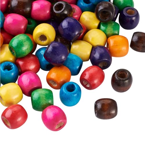 SOFPLATE 200 Pieza de Cuentas de Madera de Colores Cuentas de Barril Naturales Surtidas Pequeñas Bolas de Madera de Arce Agujero Macramé Espaciadores Sueltos Y Lisos Accesorios para Joyería Pulseras