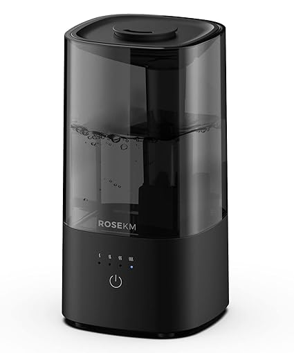ROSEKM Cool Mist Humidifier, 2.0L Humidifiers for Bedroom and Baby Nursery, Small Quiet Air Humidifier, Ultrasonic, 360 degree Nozzle, Auto Shut-Off,