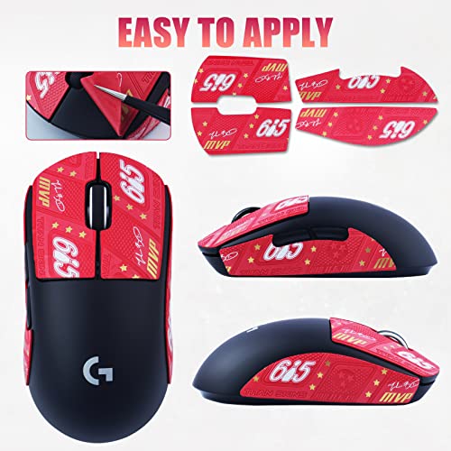 Hyekit Mouse Grip Tape For Logitech G Pro X Superlight Anti-Slip Grip Tape For Mouse - Sweat Resistant - Easy To Use Self-Adhesive Design - Pre-Cut - Professional Mice Upgrade Kit(Red Mvp) #TOP1