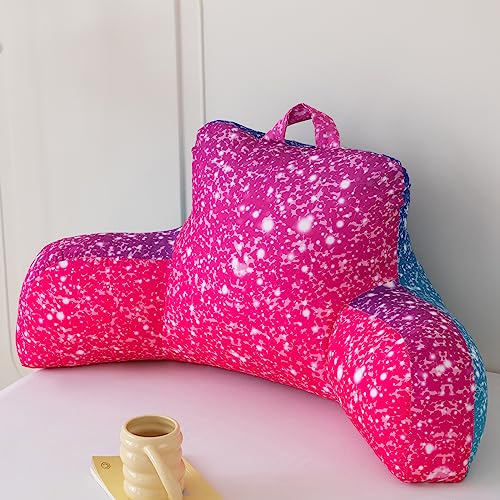 Perfemet Pink Reading Pillow Tie Dye Space Star Bed Wedge Girls Back Support Pillow For Sitting Up In Bed Colorful Reversible Backrest With Arms For Bed/Couch, Pink #TOP11