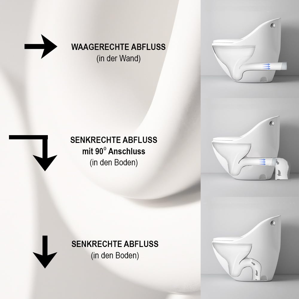 EGO INTERIORS Royalty Line | Einteilige Stand-WC mit eingebautem Spülkasten | Komplett-Set | kompakt und randlos | Sitz mit Soft Close Absenkautomatik | Quick Release Scharnieren | weiße Keramik