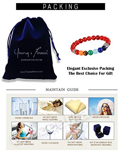 Image of Young & Forever Spiritual Master Collection: 7 Chakra Healing Crystal & Natural Stone Bead Bracelet for Men & Women - Reiki, Yoga, Meditation & Stress Relief Energy Jewelry