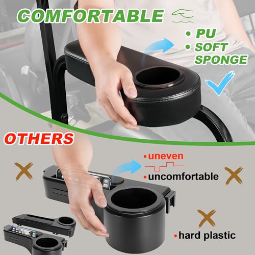 10L0L Golf Cart Rear Seat Kit Arm Rest Set with Cup Holder for Yamaha EZGO Club Car Golf Cart UV-Proof Coating Long Lasting, No Drilling Kits Include