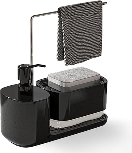 Dispensador De Jabon, Jabonero 3 En 1 Para Cocina, Soporte Para Bayeta Y Estropajo, Cocina Accesorios, Organizador Fregadero Cocina, Dosificador Jabon Cocina, Jabonera Cocina.